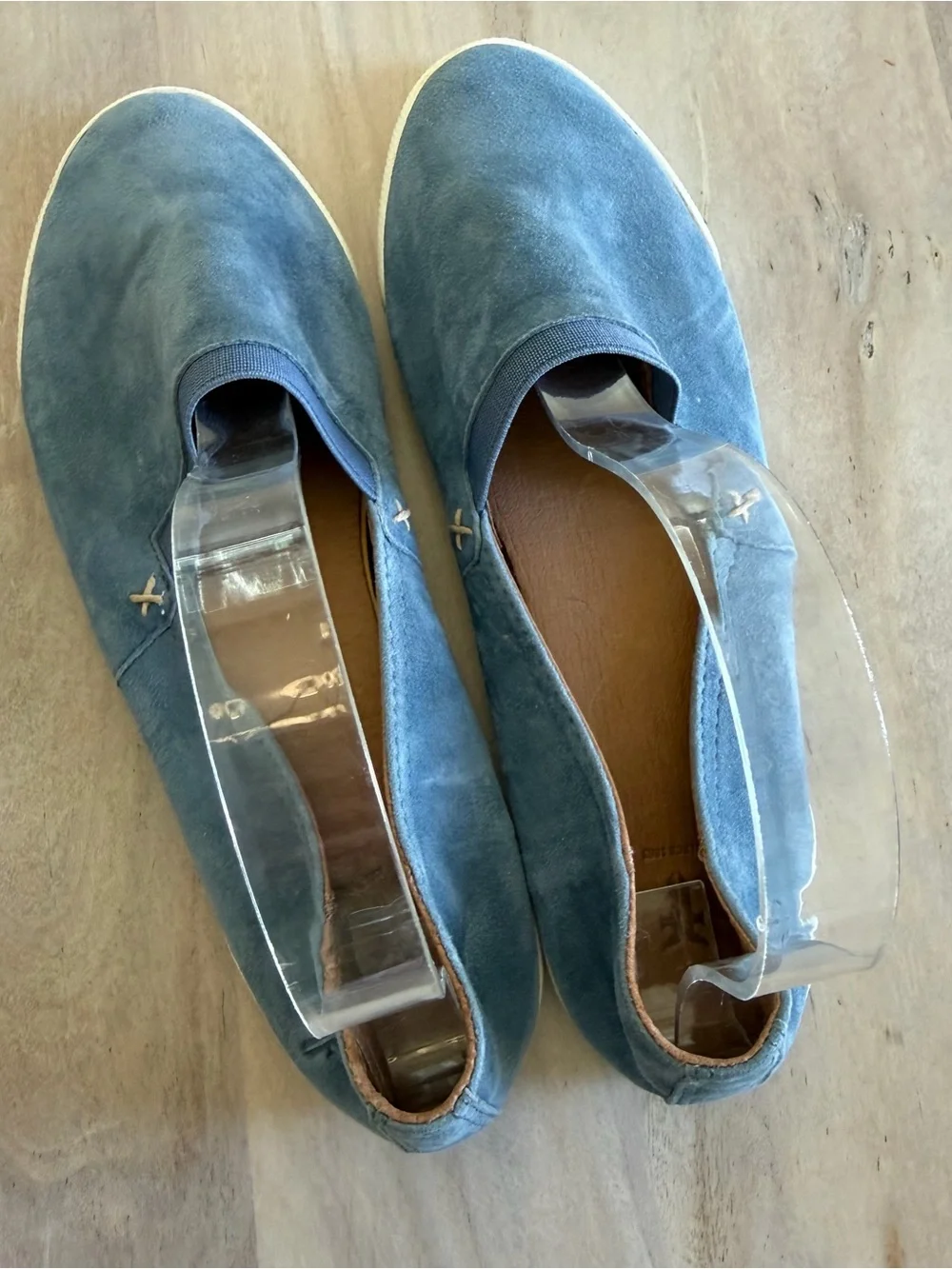 Frye Melanie Slip On Shoes Blue Leather Suede Womens Size 8